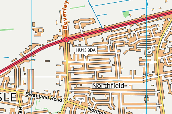 HU13 9DA map - OS VectorMap District (Ordnance Survey)