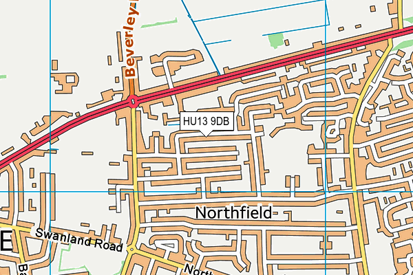 HU13 9DB map - OS VectorMap District (Ordnance Survey)