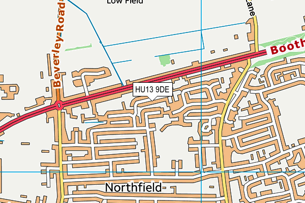 HU13 9DE map - OS VectorMap District (Ordnance Survey)