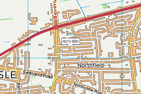 HU13 9DH map - OS VectorMap District (Ordnance Survey)