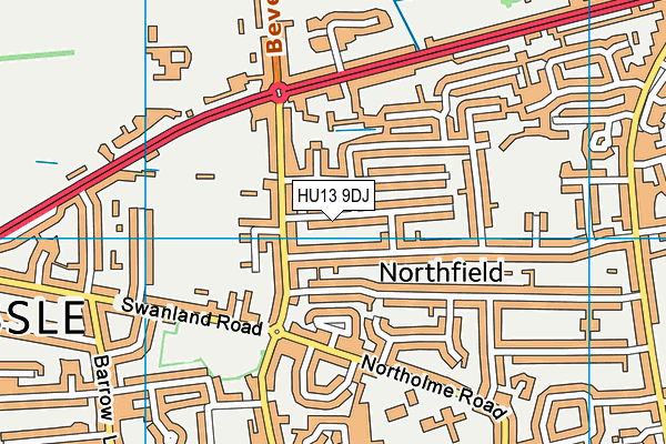 HU13 9DJ map - OS VectorMap District (Ordnance Survey)