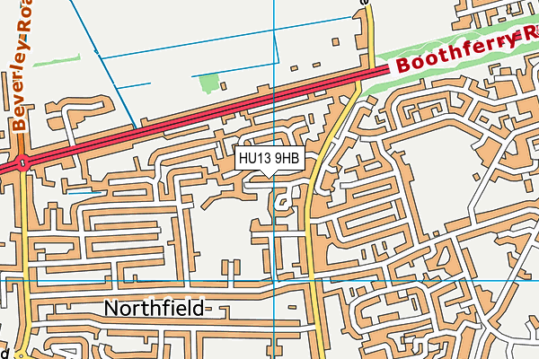 HU13 9HB map - OS VectorMap District (Ordnance Survey)