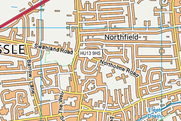 HU13 9HS map - OS VectorMap District (Ordnance Survey)