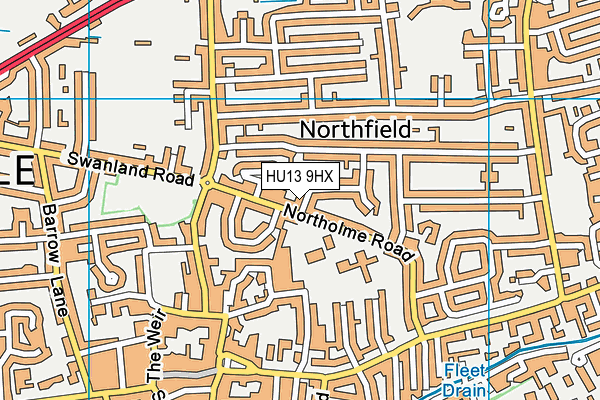HU13 9HX map - OS VectorMap District (Ordnance Survey)