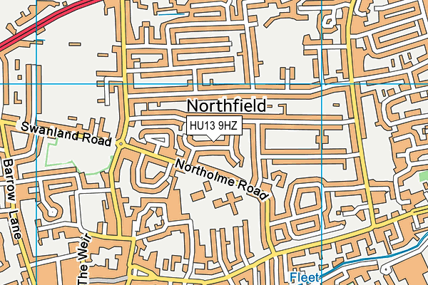 HU13 9HZ map - OS VectorMap District (Ordnance Survey)