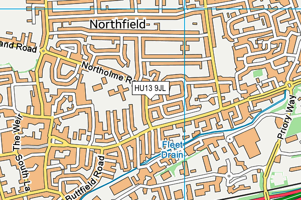 HU13 9JL map - OS VectorMap District (Ordnance Survey)