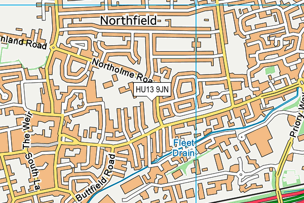 HU13 9JN map - OS VectorMap District (Ordnance Survey)