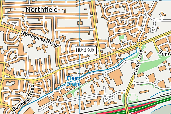 HU13 9JX map - OS VectorMap District (Ordnance Survey)