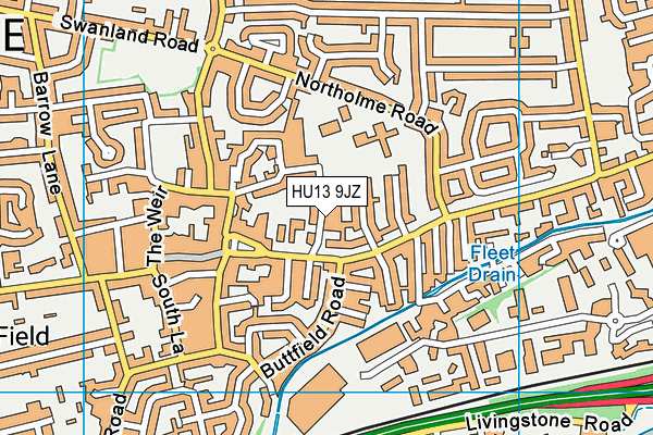 HU13 9JZ map - OS VectorMap District (Ordnance Survey)