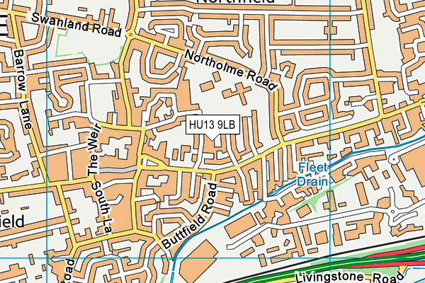 HU13 9LB map - OS VectorMap District (Ordnance Survey)