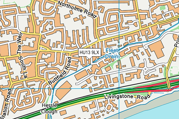 HU13 9LX map - OS VectorMap District (Ordnance Survey)