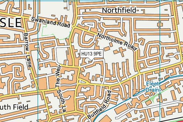 HU13 9PE map - OS VectorMap District (Ordnance Survey)