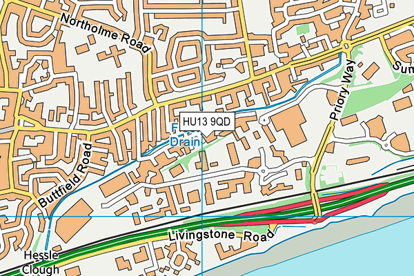 HU13 9QD map - OS VectorMap District (Ordnance Survey)