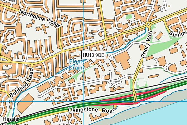 HU13 9QE map - OS VectorMap District (Ordnance Survey)