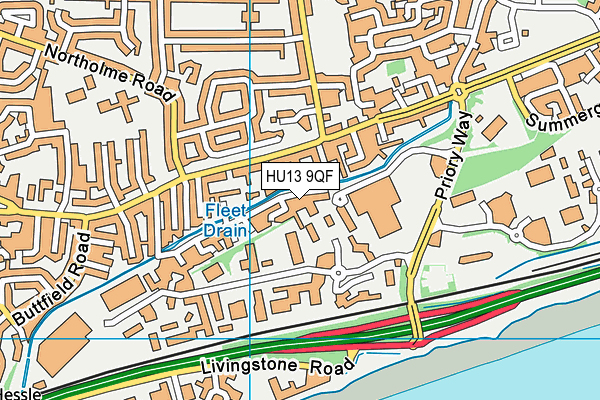 HU13 9QF map - OS VectorMap District (Ordnance Survey)