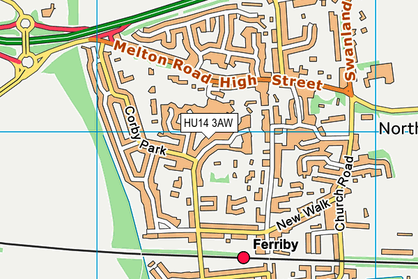 HU14 3AW map - OS VectorMap District (Ordnance Survey)