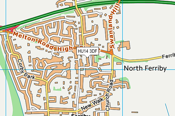 HU14 3DF map - OS VectorMap District (Ordnance Survey)