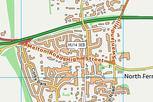 HU14 3EB map - OS VectorMap District (Ordnance Survey)