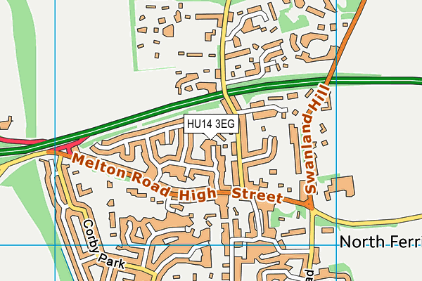 HU14 3EG map - OS VectorMap District (Ordnance Survey)