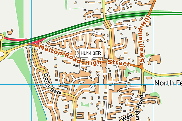 HU14 3ER map - OS VectorMap District (Ordnance Survey)