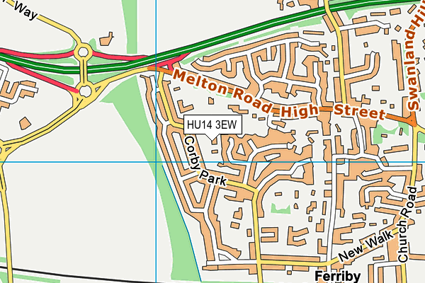 HU14 3EW map - OS VectorMap District (Ordnance Survey)