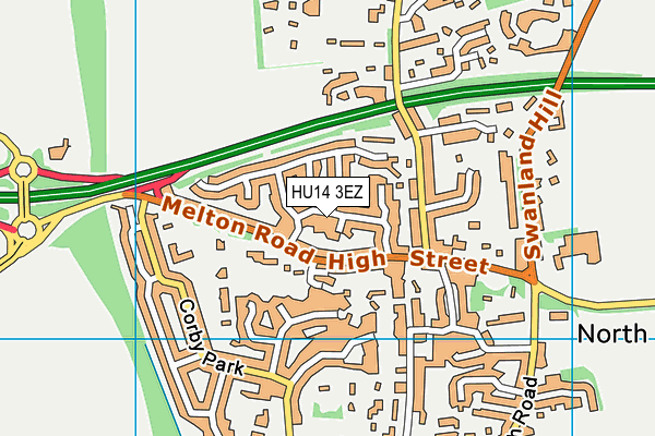 HU14 3EZ map - OS VectorMap District (Ordnance Survey)