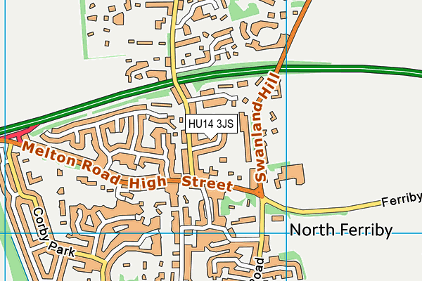HU14 3JS map - OS VectorMap District (Ordnance Survey)