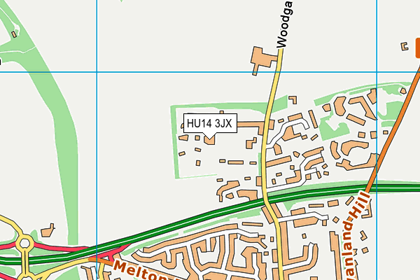 HU14 3JX map - OS VectorMap District (Ordnance Survey)