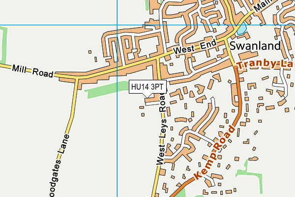 Swanland Playing Fields map (HU14 3PT) - OS VectorMap District (Ordnance Survey)