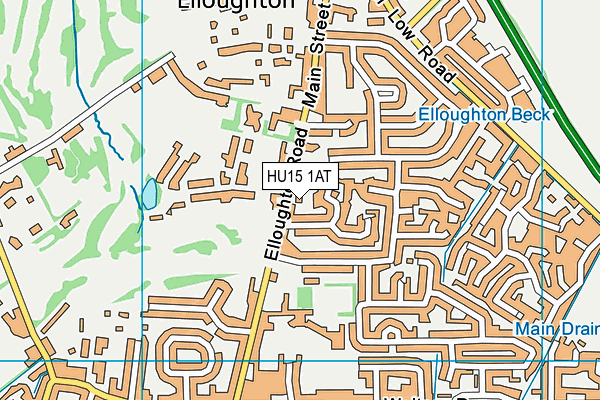 HU15 1AT map - OS VectorMap District (Ordnance Survey)