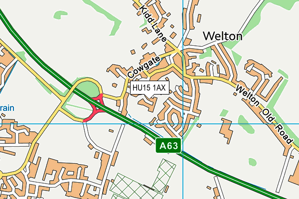 HU15 1AX map - OS VectorMap District (Ordnance Survey)