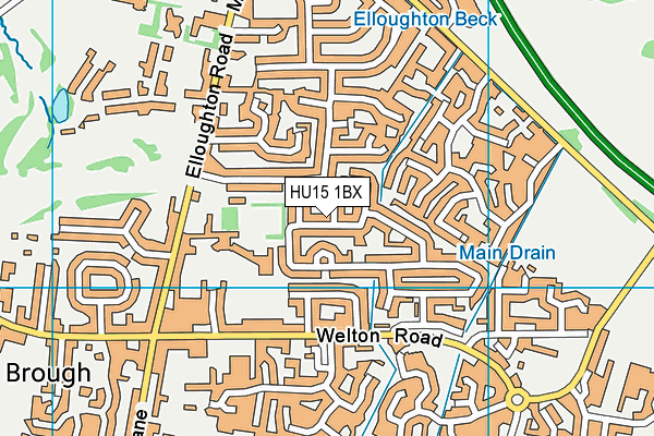 HU15 1BX map - OS VectorMap District (Ordnance Survey)