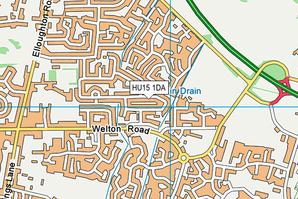 HU15 1DA map - OS VectorMap District (Ordnance Survey)