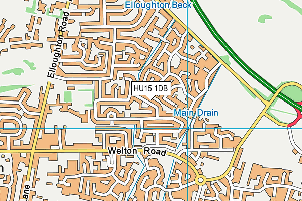 HU15 1DB map - OS VectorMap District (Ordnance Survey)