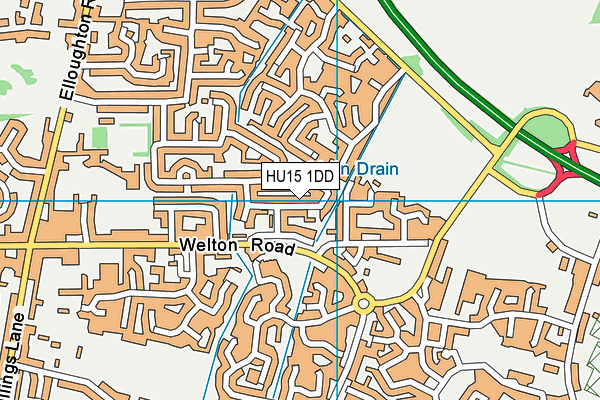 HU15 1DD map - OS VectorMap District (Ordnance Survey)