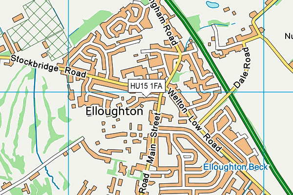 HU15 1FA map - OS VectorMap District (Ordnance Survey)