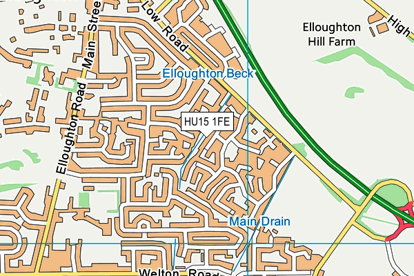 HU15 1FE map - OS VectorMap District (Ordnance Survey)
