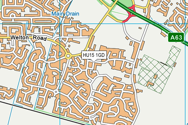 HU15 1GD map - OS VectorMap District (Ordnance Survey)