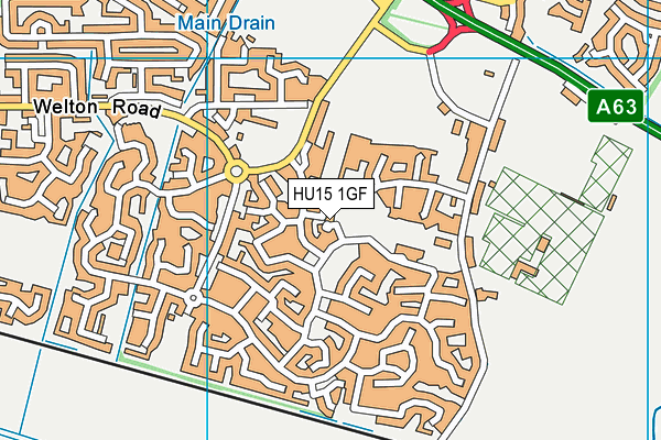 HU15 1GF map - OS VectorMap District (Ordnance Survey)