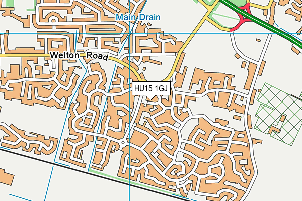 HU15 1GJ map - OS VectorMap District (Ordnance Survey)