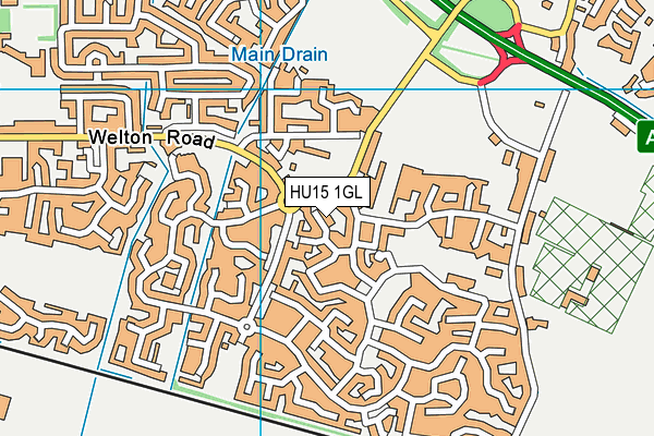 HU15 1GL map - OS VectorMap District (Ordnance Survey)