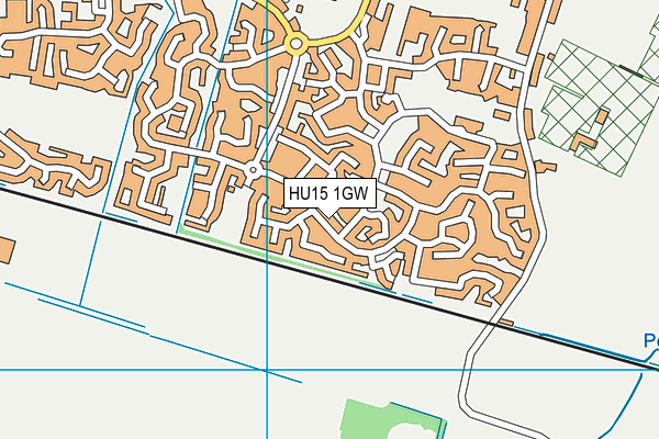 HU15 1GW map - OS VectorMap District (Ordnance Survey)