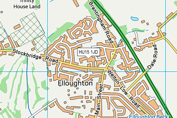 HU15 1JD map - OS VectorMap District (Ordnance Survey)