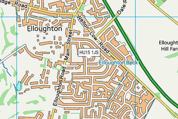 HU15 1JS map - OS VectorMap District (Ordnance Survey)