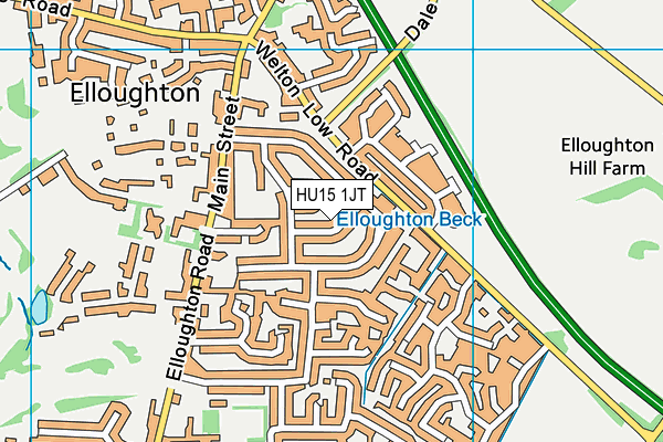 HU15 1JT map - OS VectorMap District (Ordnance Survey)