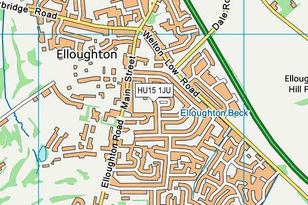 HU15 1JU map - OS VectorMap District (Ordnance Survey)