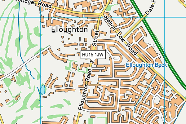 HU15 1JW map - OS VectorMap District (Ordnance Survey)