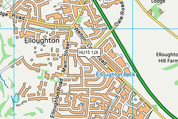 HU15 1JX map - OS VectorMap District (Ordnance Survey)