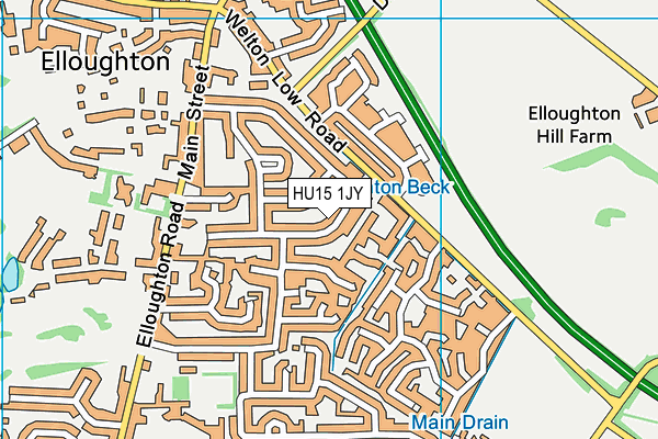 HU15 1JY map - OS VectorMap District (Ordnance Survey)