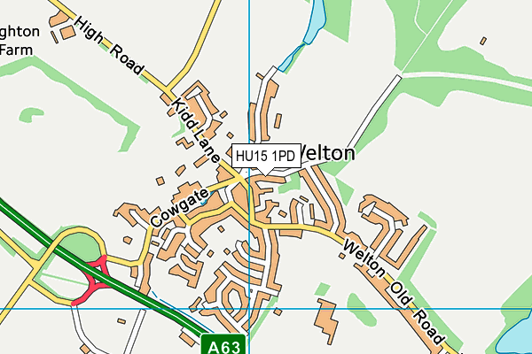 HU15 1PD map - OS VectorMap District (Ordnance Survey)